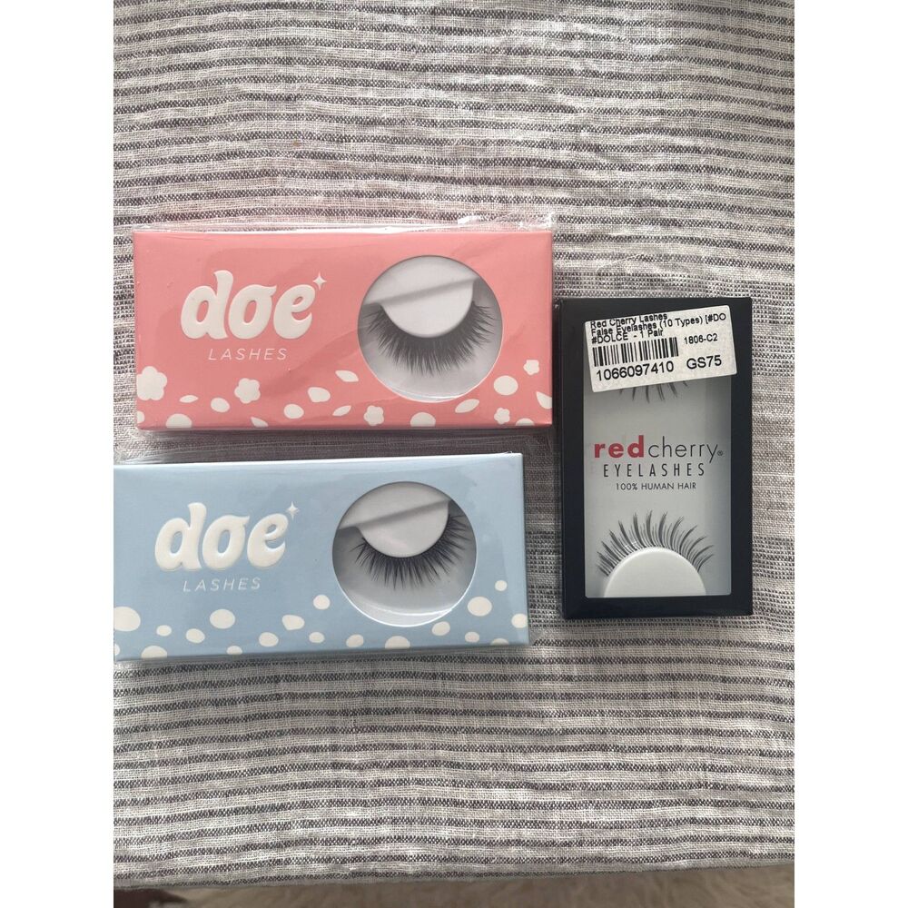 Set of 3 False Eyelashes Lashes Doe Beauty and Cherry Lashes